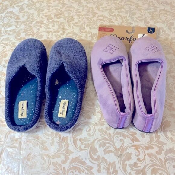 Dear foam Slippers 1-New Lavender 1-Pre-owned Blue Sz Large 9-10 Gorgeous - Picture 1 of 3